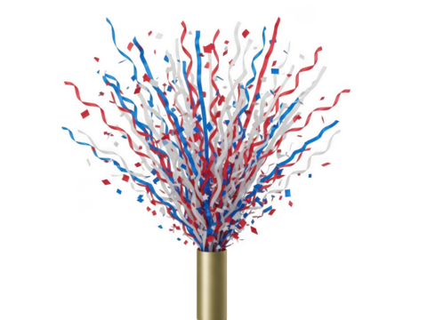 Bright Multicolored Firework Sparkler Explosion with Red White Blue and Gold Streaks - Powered by Adobe