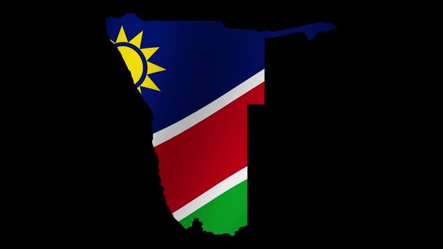 Looping animation of the Namibia flag as a map with a transparent background in 4K format