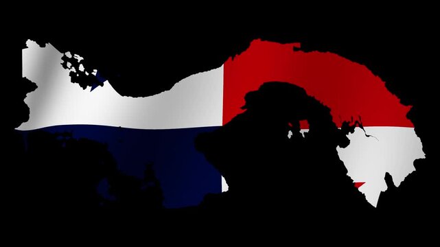 Looping animation of the Panama flag as a map with a transparent background in 4K format