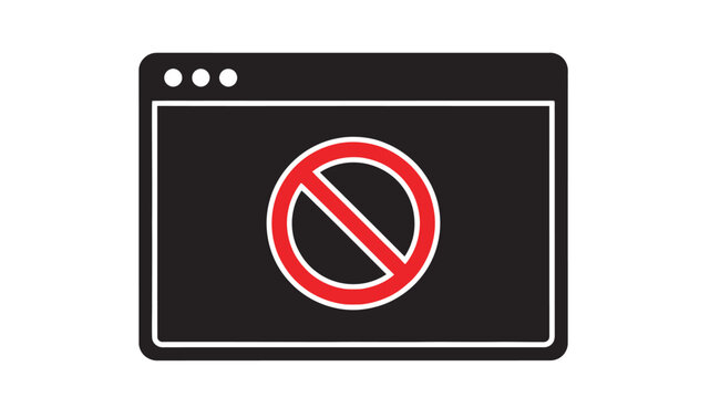 A black window icon displaying a red prohibition symbol signifying access denied or restricted content