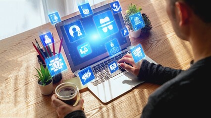 Cyber security icons show cyber attack defense, malware protection, and data security. Cybersecurity prevents hacking, ensures safety, and strengthens cyber attack resilience. Gist