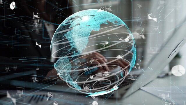 A visually captivating representation of a digital globe, emphasizing the blend of technology, data analytics, and global connectivity for modern business practices. Xenic - Powered by Adobe
