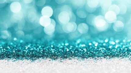 Colorful sparkling glitter on a surface with a bright blurred background