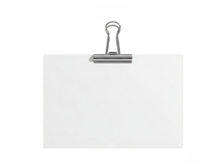 Empty White Paper Sheet Clipped on Metal Hanger Against Black Background
