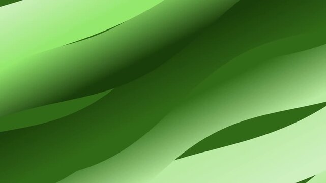 Abstract Green Waves Background with Leaf Shapes.