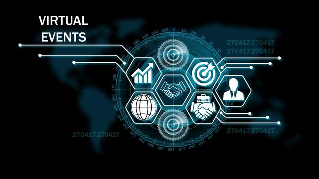 virtual events  Lifecycle on Futuristic Radar Technology Background. 4k animation