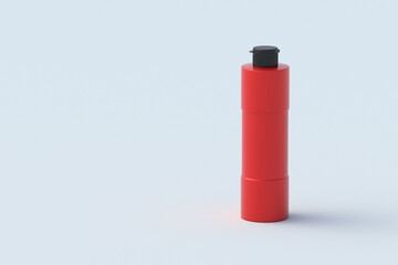 Acrylic paint bottle on light gray background. Copy space. 3d render