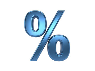 Glossy Light Blue Three Dimensional Percent Symbol on Black Background