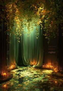 a green theme interior room