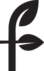 black, filled and minimalist logo, a leaf mixed with a letter f, white background