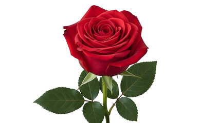 A single red rose isolated on a transparent background