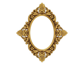 Ornate Gold Vintage Oval Frame With Intricate Floral Scrollwork