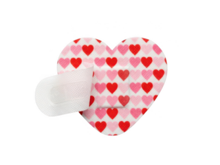 Pink Heart Shaped Mouse Pad with Red Love Hearts and White Wrist Rest
