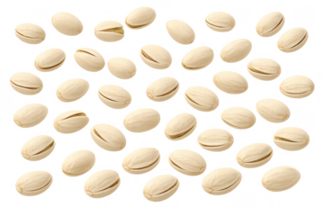 Pistachios scattering, featuring the healthy, natural snack. Fresh, roasted, and nutritious seeds with open shells