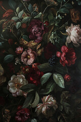 Dramatic and elegant botanical composition for design and decoration.