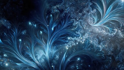 Abstract Blue Floral Fractal Art