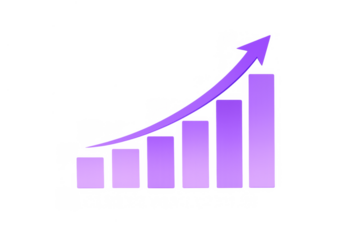 Bar graph with upward arrow indicating increasing business performance, market growth, financial prosperity, positive trends, and profit