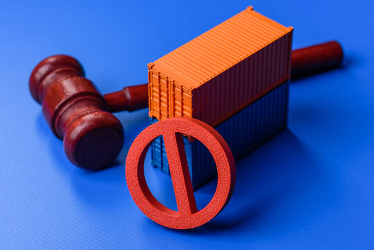 The cargo container ban as a conceptual backdrop for the export and logistics of goods. The cargo container embargo