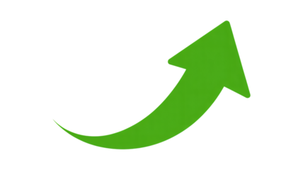 Green Arrow Icon in Modern Minimalist Design with Bright Green Color on White Background for Web UI