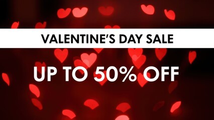 Valentine's Day Sale Up to 50 Percent Off with Red Bokeh Background valentines day discount offer