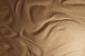 Coffee luxury texture imitating silk with folds and glitter. Light is coming from bottom right