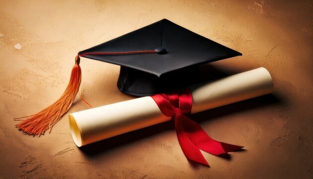 Graduation Cap and Diploma - A Symbol of Academic Achievement.