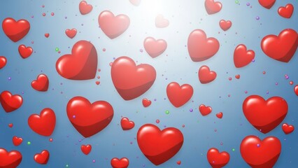 red hearts of varying sizes centered