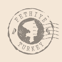 Stamp Postal of  Fethiye of Turkey. Map Silhouette rubber Seal.  Design Retro Travel. Seal of Map Fethiye grunge  for your design.  EPS10