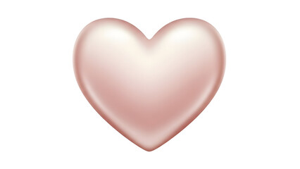 Fototapeta premium Single 3D Rose Gold Heart Shape Isolated on White Background Keywords: heart, love, romance, symbol, shape, Valentine's Day, romantic, emotion