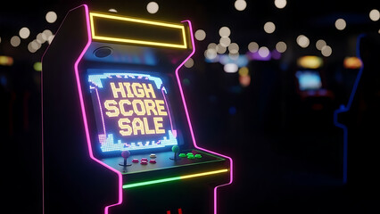 Arcade Game High Score Sale Neon Retro Gaming Machine