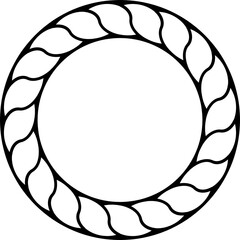 Black Line Round Frame Decorative Outline Illustration Rope Pattern