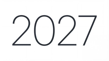 Simple outline of the year 2027 in large black numbers on white background for design and planning purposes with template and minimalist and typography