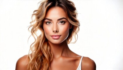 Naklejka premium Beautiful Woman with Blonde Hair Portrait.