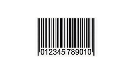 Barcode Label in Black and White with UPC Code on Plain Background for Product Packaging