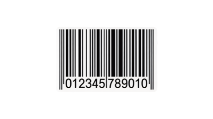 Barcode Label in Black and White with UPC Code on Plain Background for Product Packaging