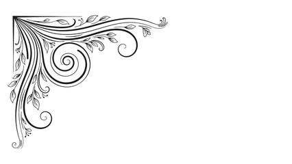 Fototapeta premium Elegant black and white floral corner design element.