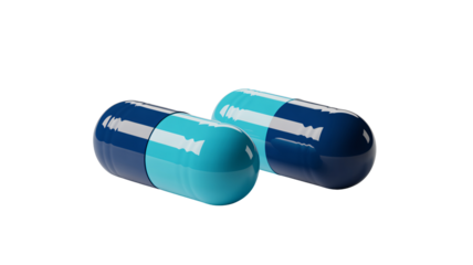 Blue Capsules in Modern Design with Soft Lighting on White Background for Healthcare Advertising