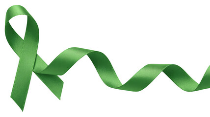 Green Awareness Ribbon in Elegant Curve with Soft Gradient on Isolated White Background for Health Campaign
