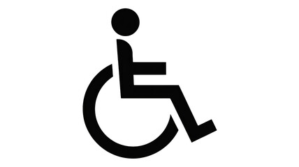 Wheelchair Symbol in Simple Design with Black Color on White Background for Accessibility Sign