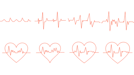 Heartbeat Line Art in Minimalist Style with Coral Color on White Background for Health and Wellness Branding