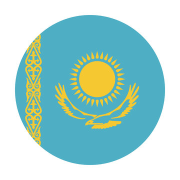 Round icon of the flag of Kazakhstan on a transparent background. Vector graphics