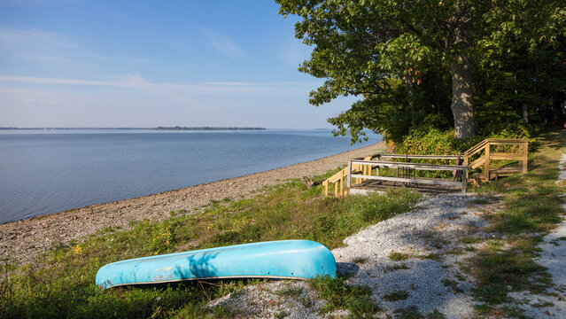Rocky Lakeside Shore on a Calm Summer Day