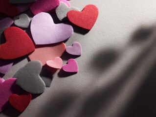 Fototapeta premium vibrant display of heartshaped decorations in a festive valentines day setting with an array of shades symbolizing love and joy