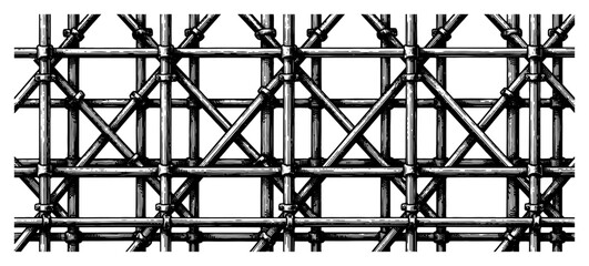 Fototapeta premium Construction scaffolding structure made of metal pipes and beams