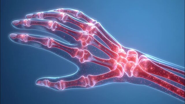 Digital Visualization of a Human Hand with Glowing Synapses and Neural Network Effects in Futuristic Style