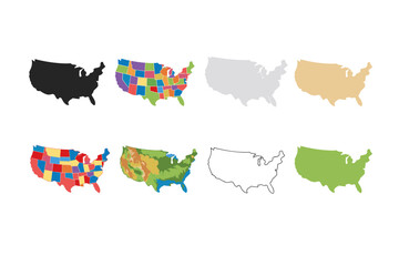Collection of United States maps in various styles and colors