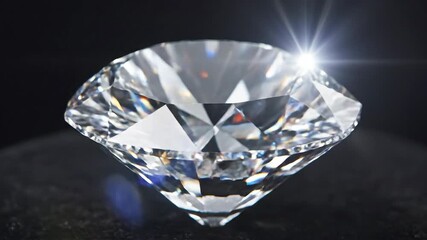 A mesmerizing closeup shot of a perfectly cut brilliant diamond radiating exceptional brilliance and fire with intricate facets reflecting a dazzling array of light against a deep dark luxurious back.