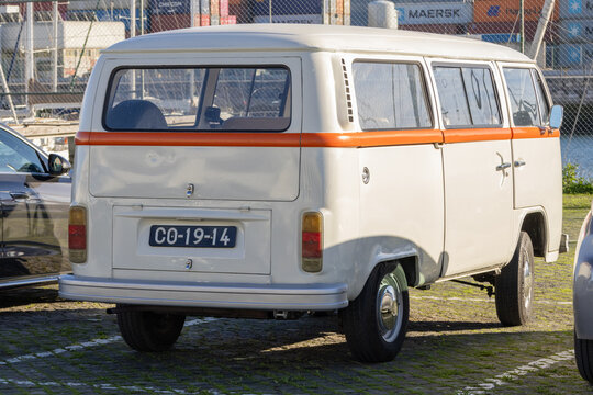 Volkswagen transporter vintage van parked by the port