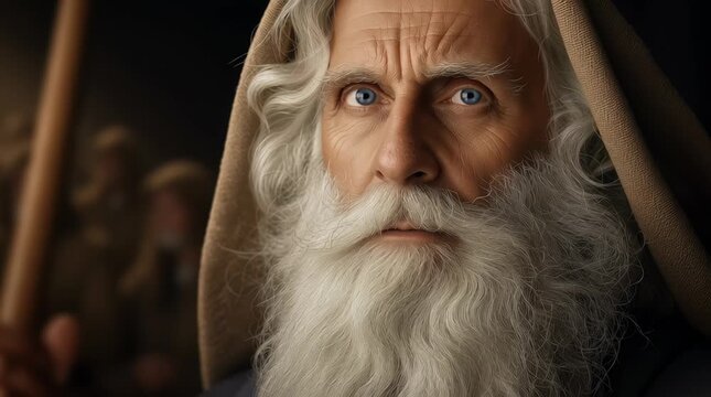 Headshot close up of prophet Moses