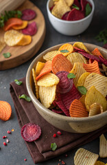 Crispy vegetable chips. Healthy eating.